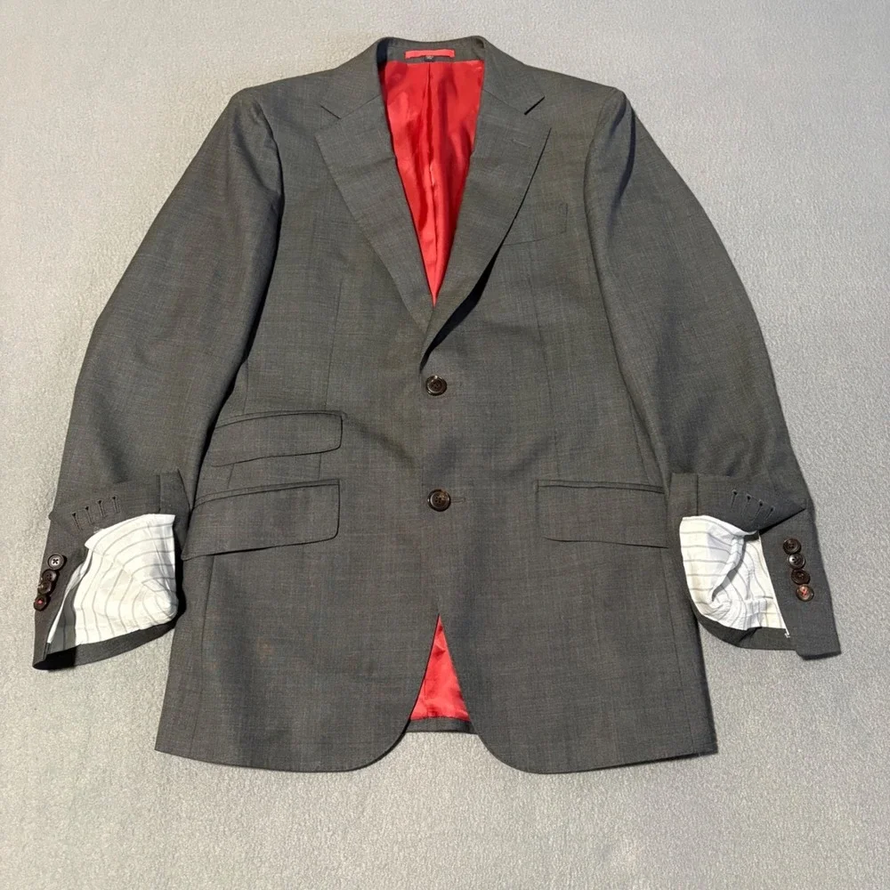 Lot 2 SuitSupply Sienna Blazer 34R Charcoal Grey Wool Vitale Barberis Canonico